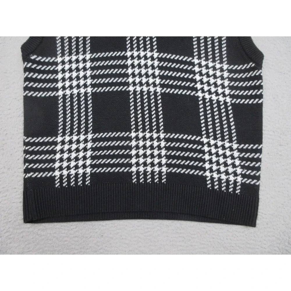 Abercrombie & Fitch Sweater Vest Mens Medium Black White Plaid Oversized‎ Cotton